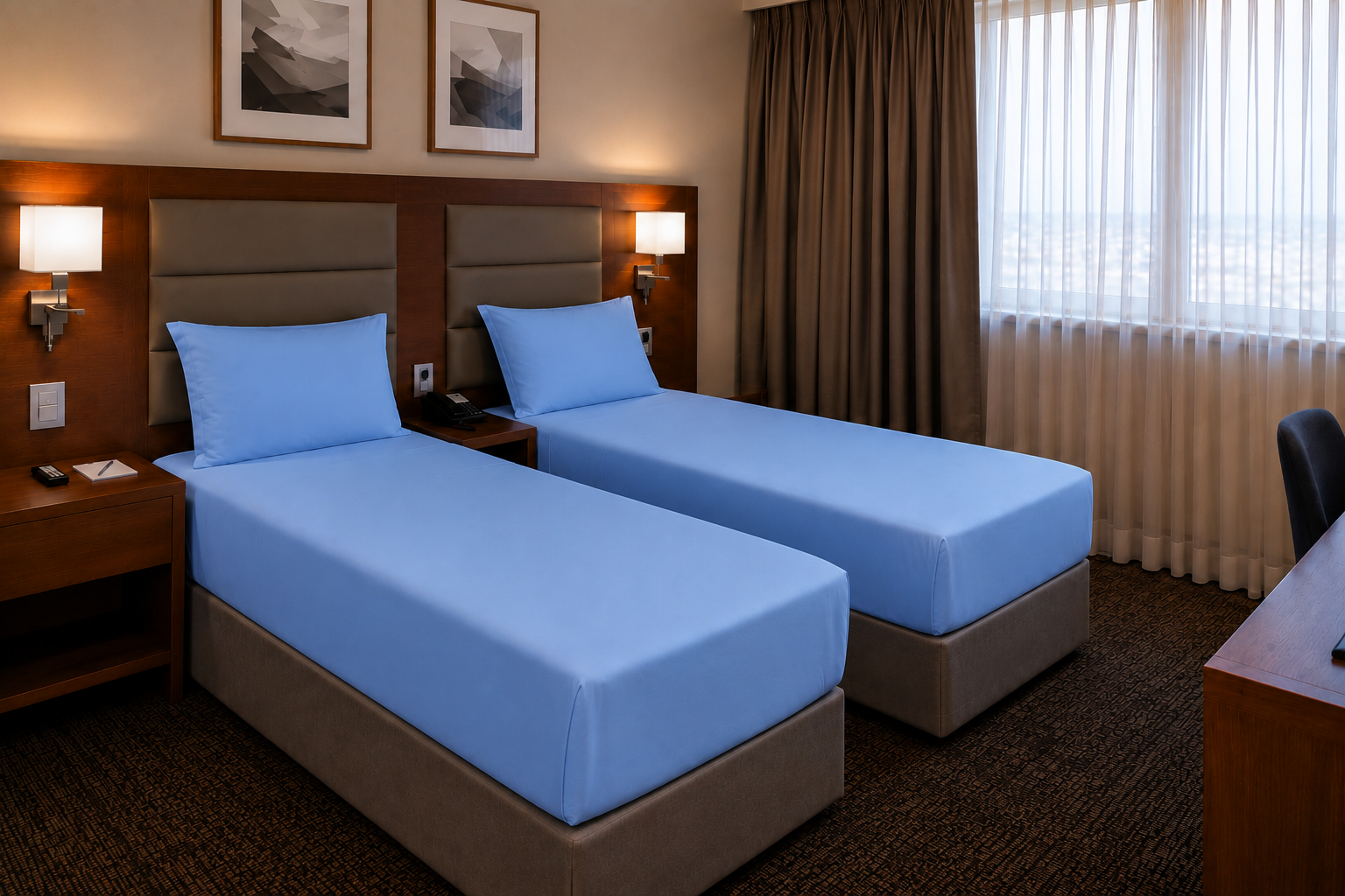 Lençol Solteiro C/ Elástico 1,88m X 88cm X 30cm - 180 Fios - 60% Alg / 40% Poli - AZUL